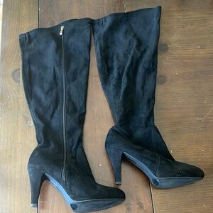 Torrid Black Thigh High Suede Boots 10W